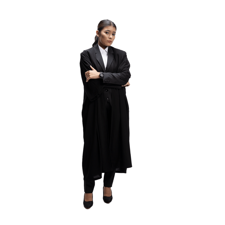 Women Lawyers Butter Crape Gown for Advocates in Black Color 