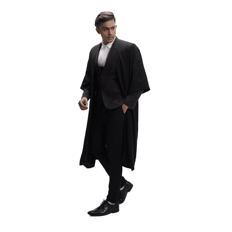 Men Lawyers Butter Crape Gown for Advocates in Black Color 