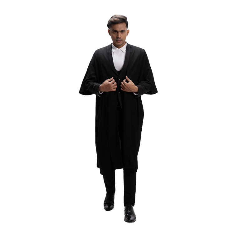 Men's Wrinkle Free Double Jet Professional Lawyer Gowns in Multiple Sizes