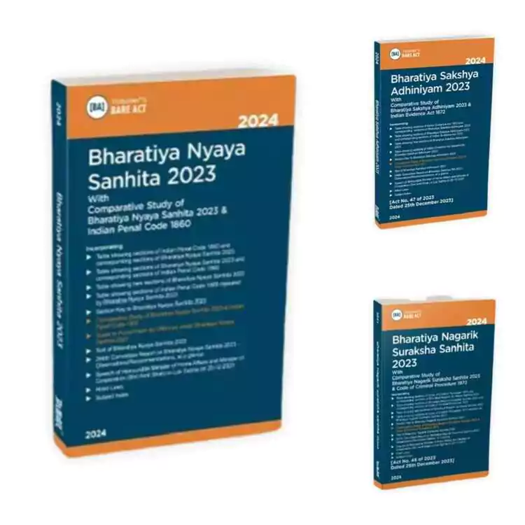 Taxmann's The Bharatiya Nagarik Suraksha Sanhita, 2023 / The Bharatiya Sakshya Adhiniyam, 2023 / The Bharatiya Nyaya Sanhita, 2023 Combo Bare Acts Set